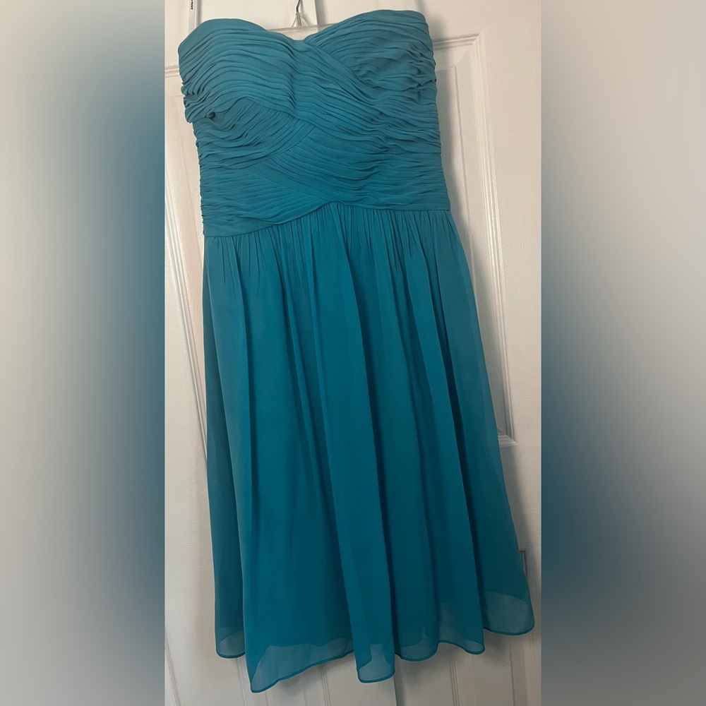 Donna Morgan Strapless Dress in Aqua Blue